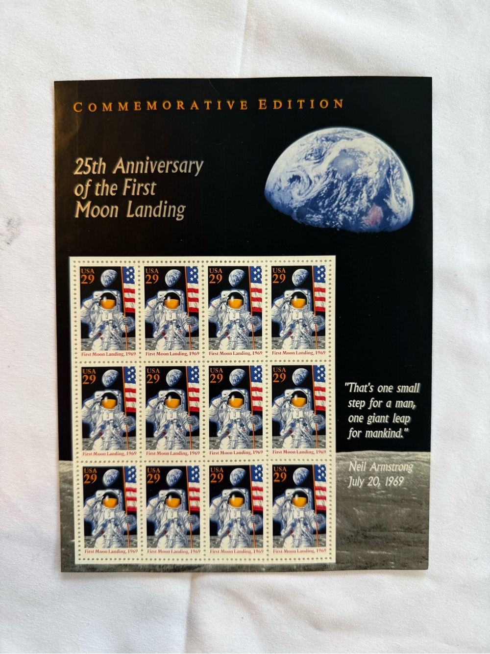 Commemorative 25th Anniversary Moon Landing Stamp Sheet
